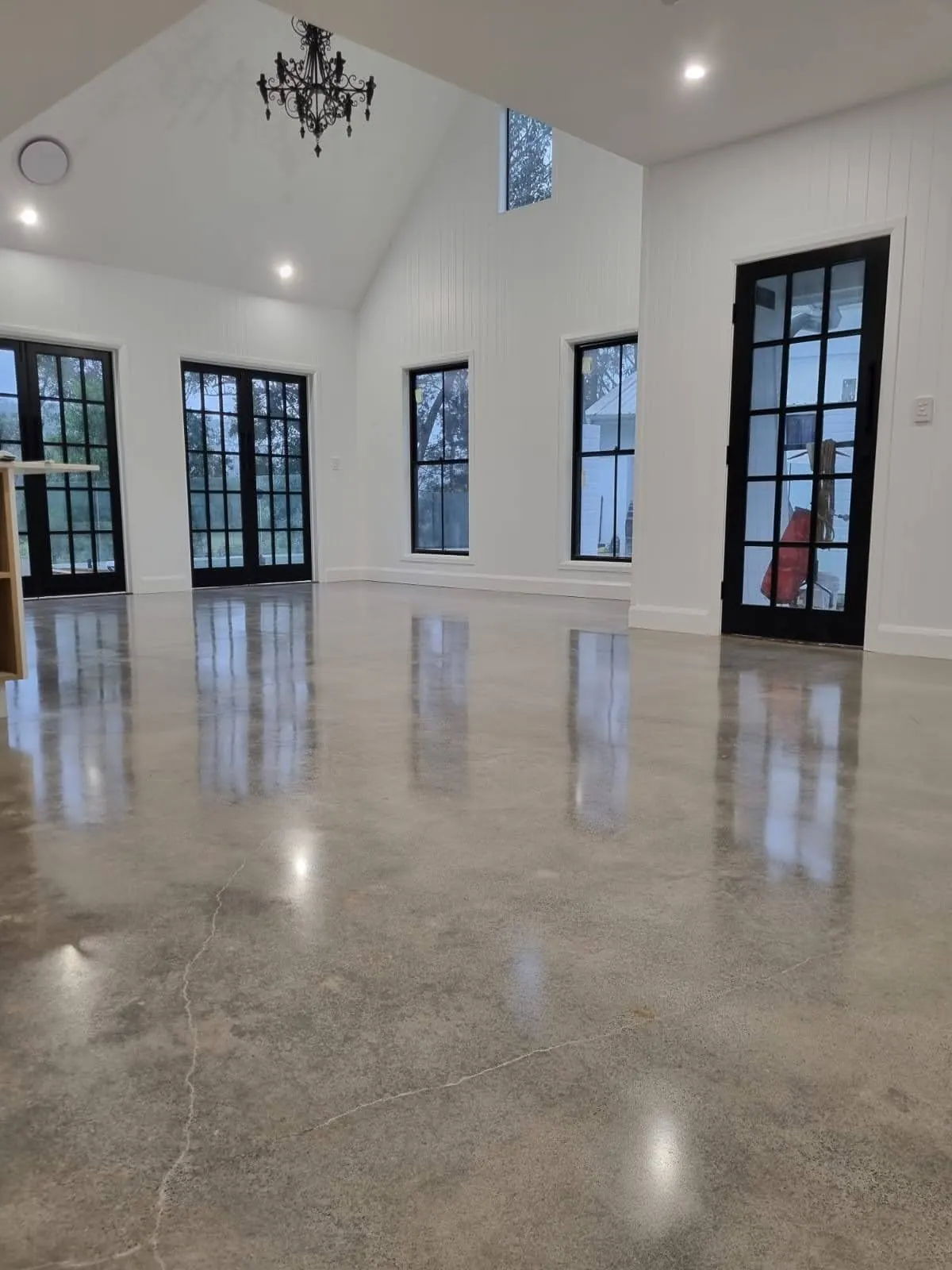 Polished concrete floor in an elegant dining room
