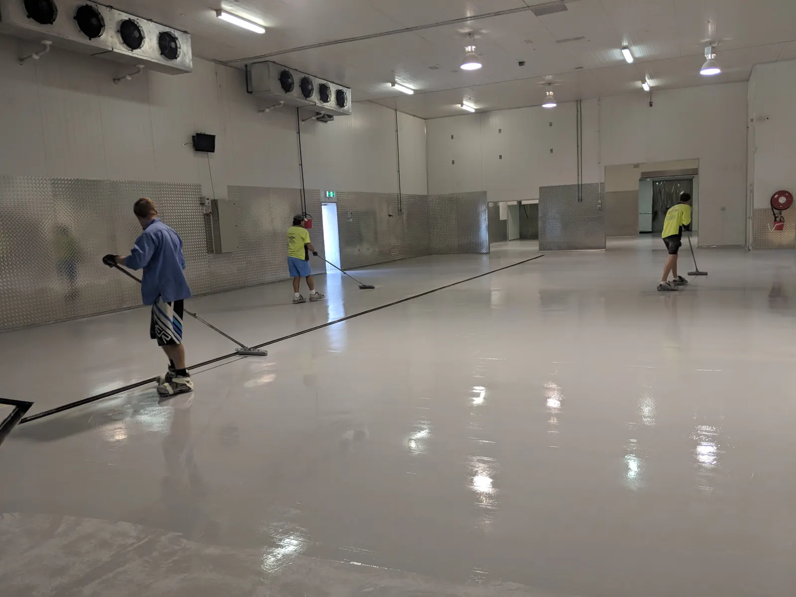 Floor coating in a cold storage facility