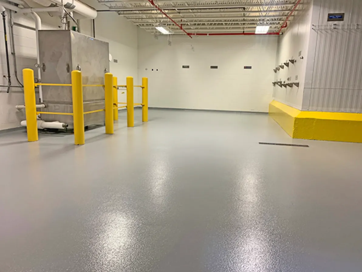 Polyurethane concrete flooring in an industrial facility