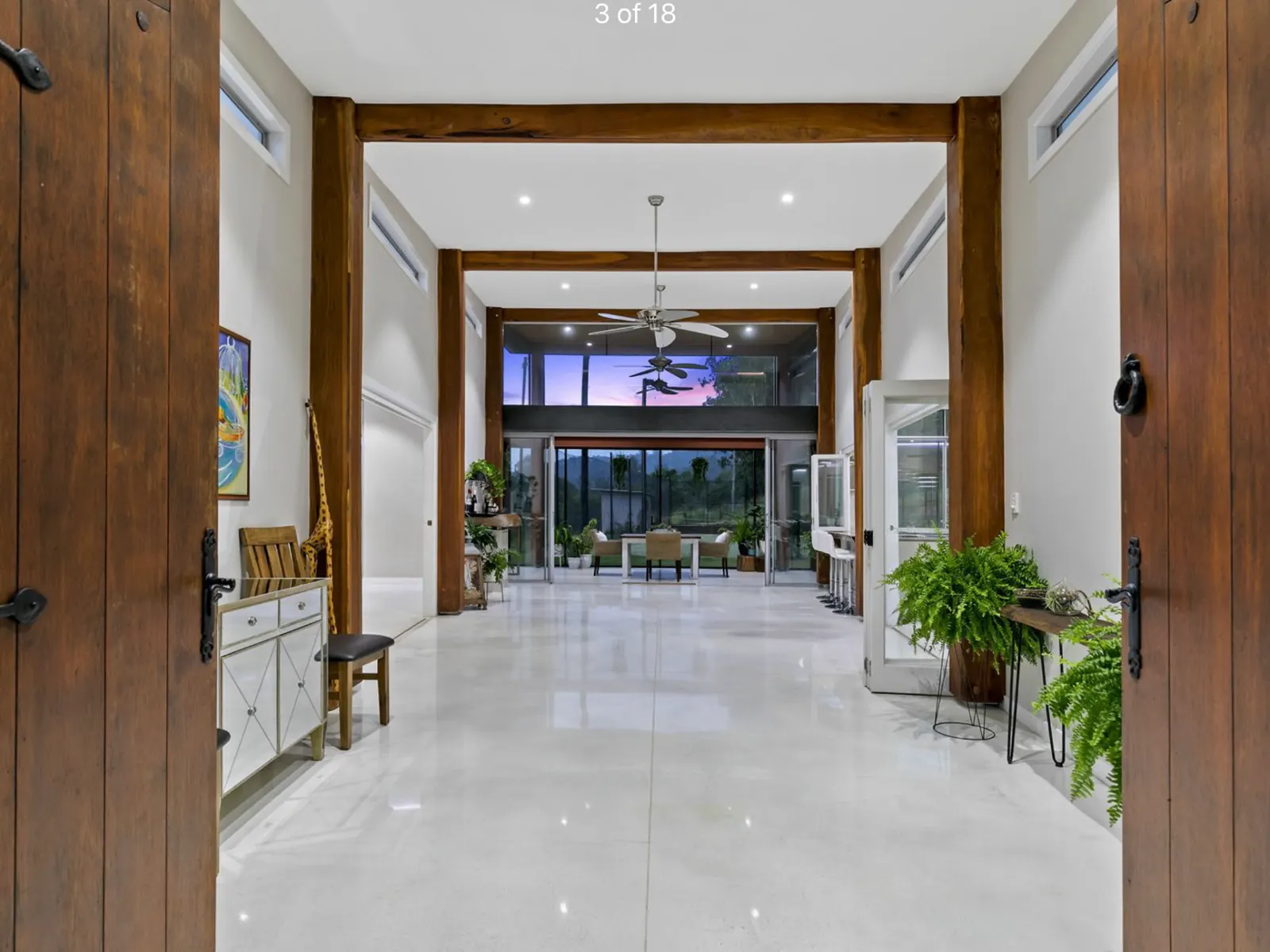 Polished concrete hallway with a high-gloss finish