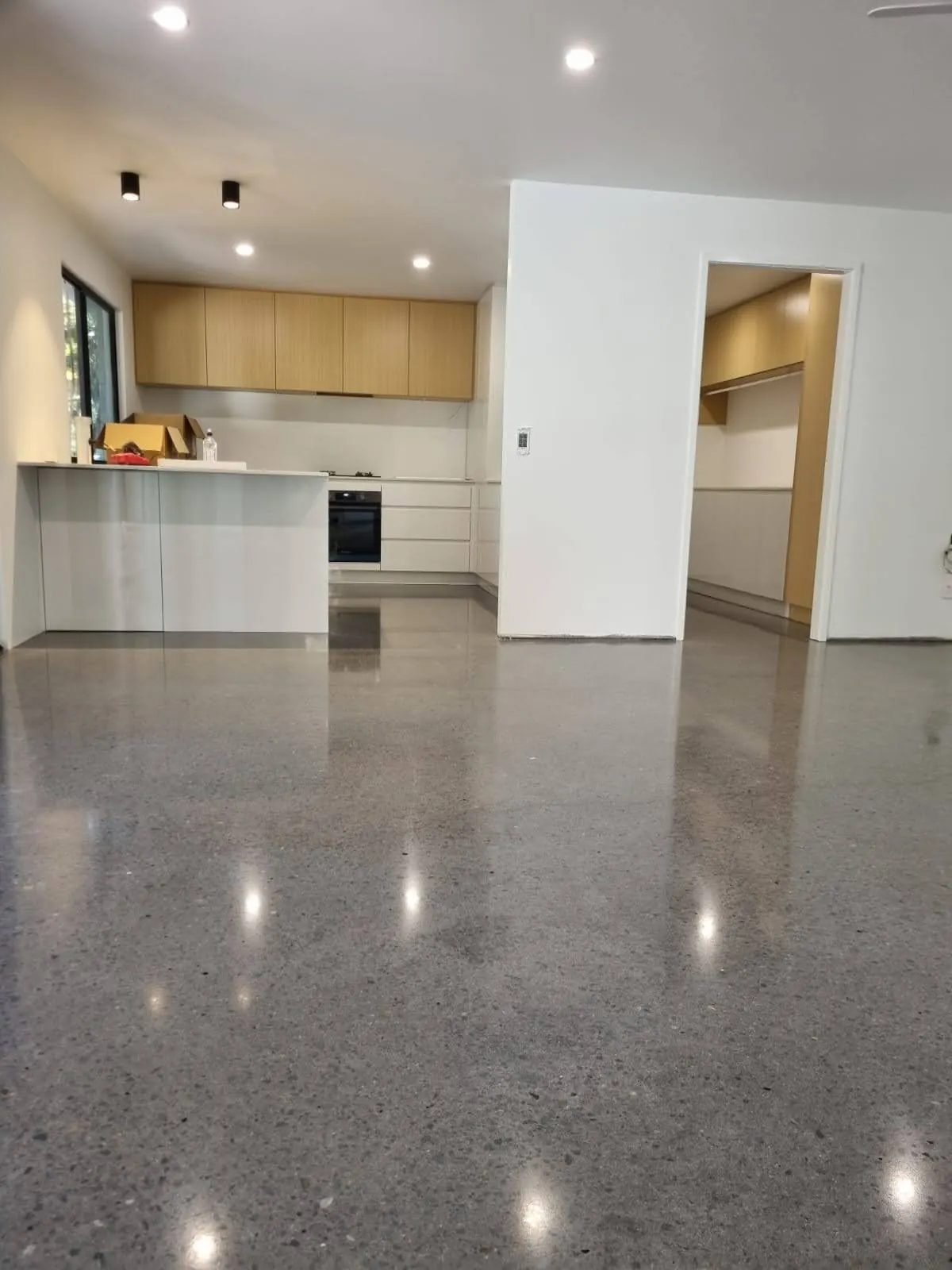 Polished concrete floor in a contemporary kitchen