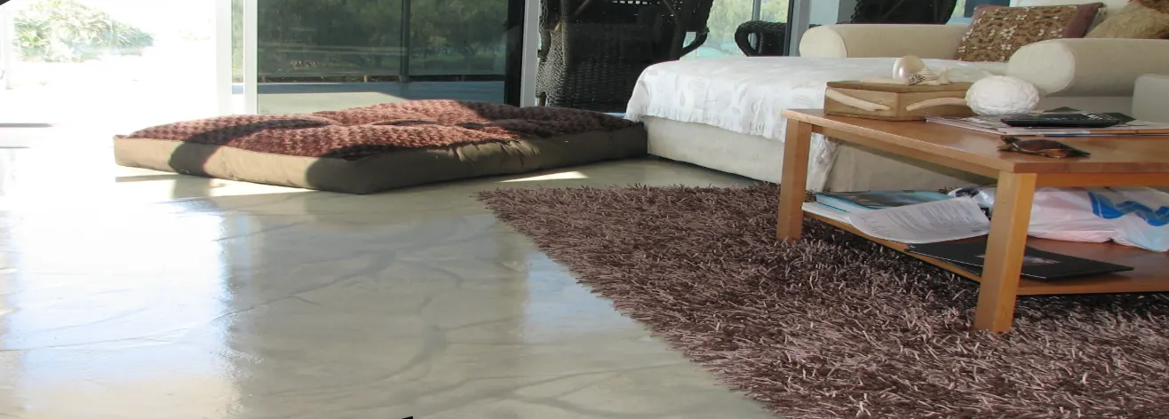 Floorcrete resurfaced concrete floor with a natural finish in a Sunshine Coast home