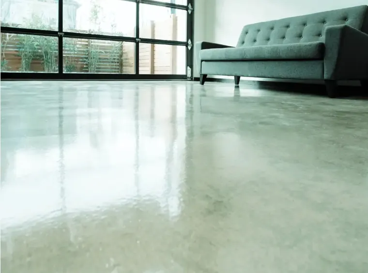 Polished concrete floor in an open-plan Sunshine Coast living area